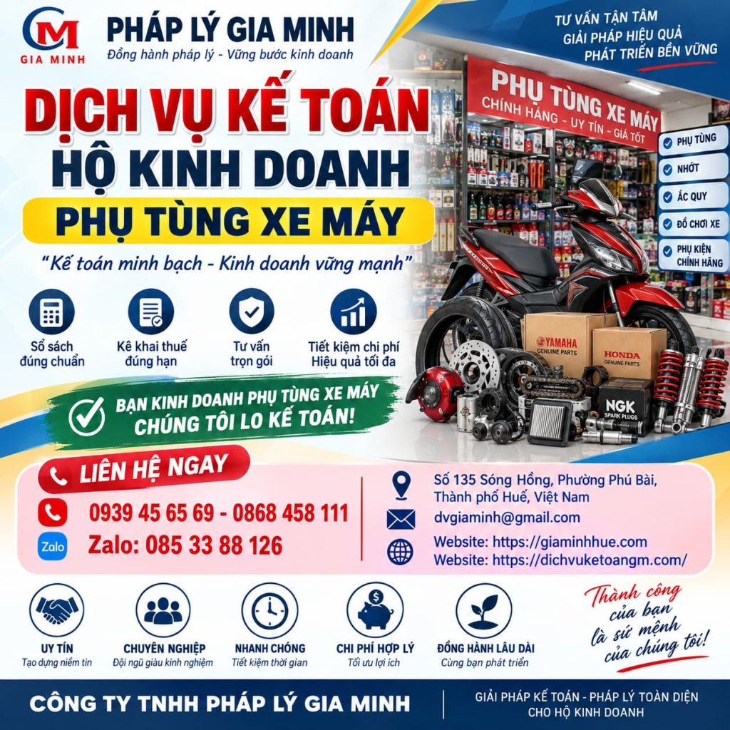 Dịch vụ kế toán hộ kinh doanh phụ tùng xe máy