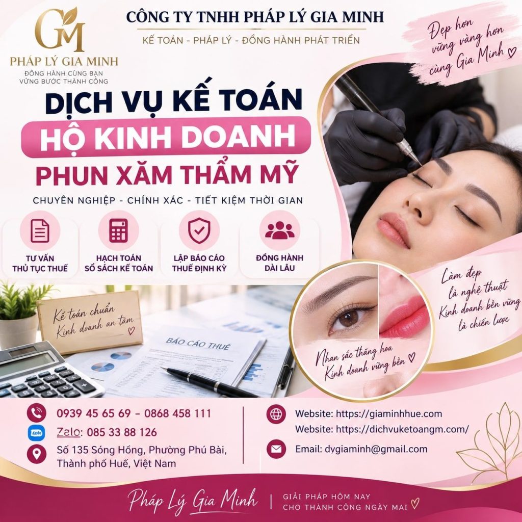 Dịch vụ kế toán hộ kinh doanh phun xăm thẩm mỹ – Quản lý doanh thu, chi phí và thuế hiệu quả 1 Dịch vụ kế toán hộ kinh doanh phun xăm thẩm mỹ