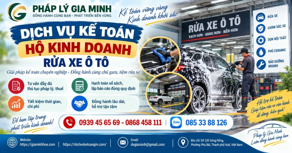 Dịch vụ kế toán hộ kinh doanh rửa xe ô tô