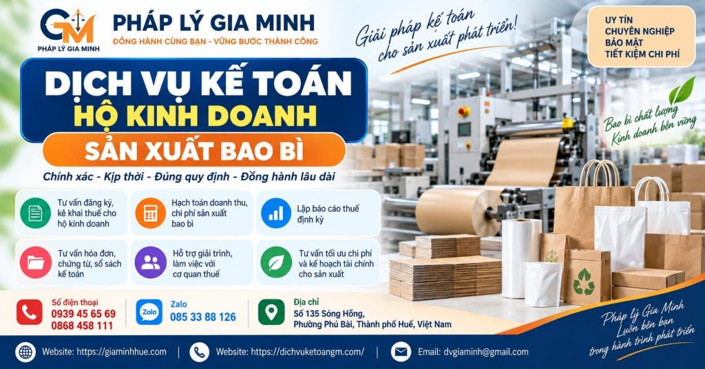 Dịch vụ kế toán hộ kinh doanh sản xuất bao bì