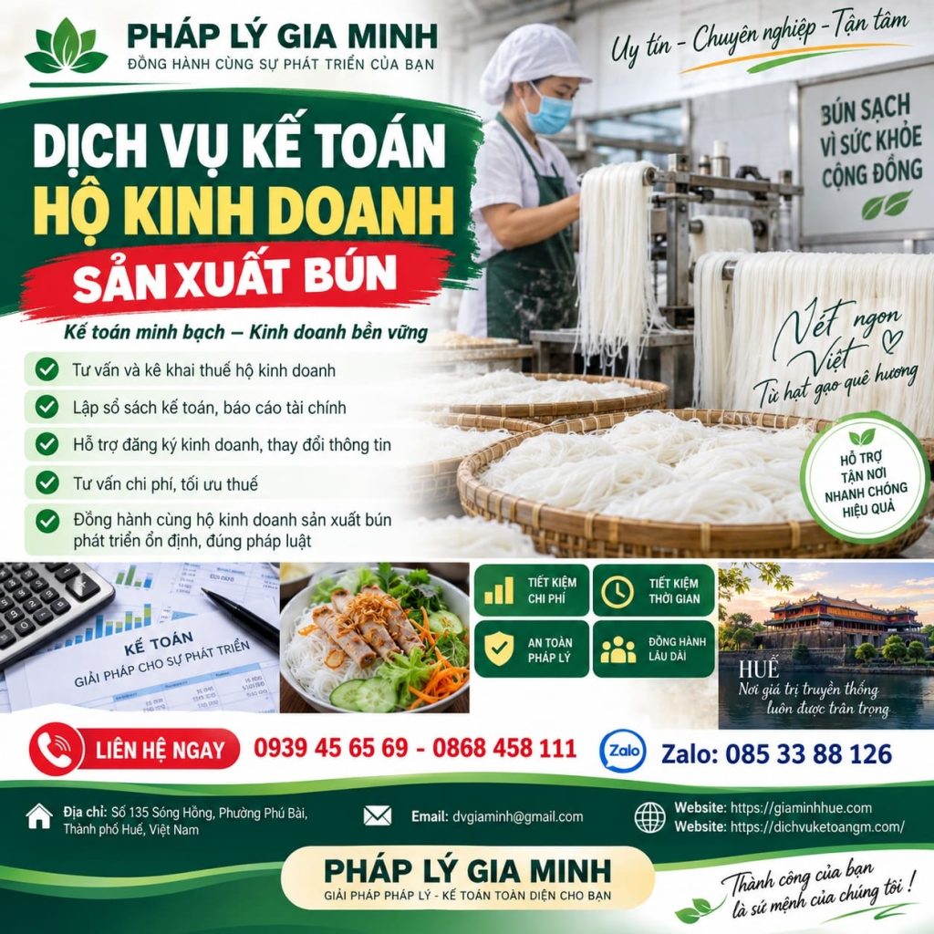 Dịch vụ kế toán hộ kinh doanh sản xuất bún chuyên nghiệp, đúng quy định 1 Dịch vụ kế toán hộ kinh doanh sản xuất bún