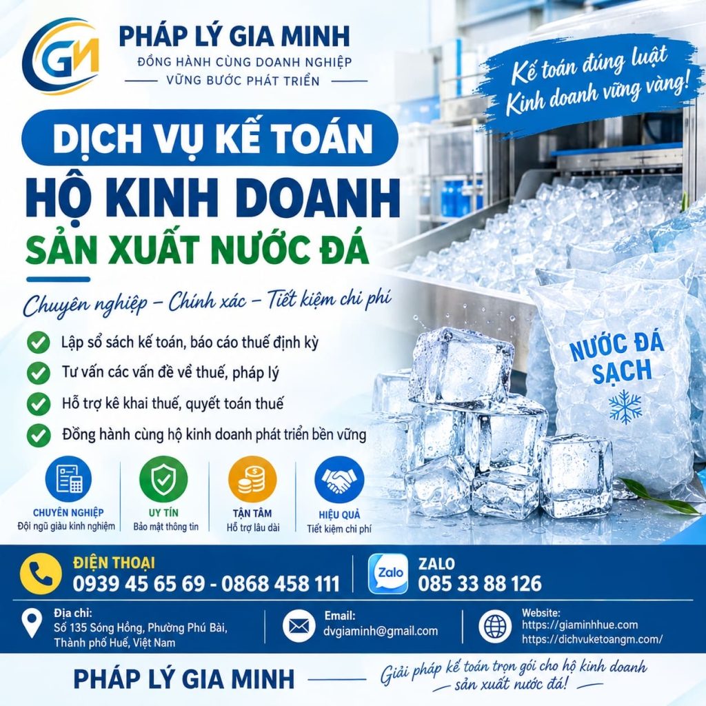 Dịch vụ kế toán hộ kinh doanh sản xuất nước đá – Quản lý thuế, chi phí và sổ sách hiệu quả 1 Dịch vụ kế toán hộ kinh doanh sản xuất nước đá
