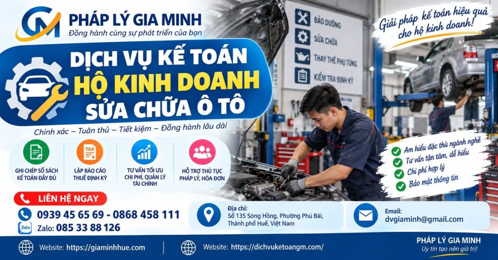 Dịch vụ kế toán hộ kinh doanh sửa chữa ô tô