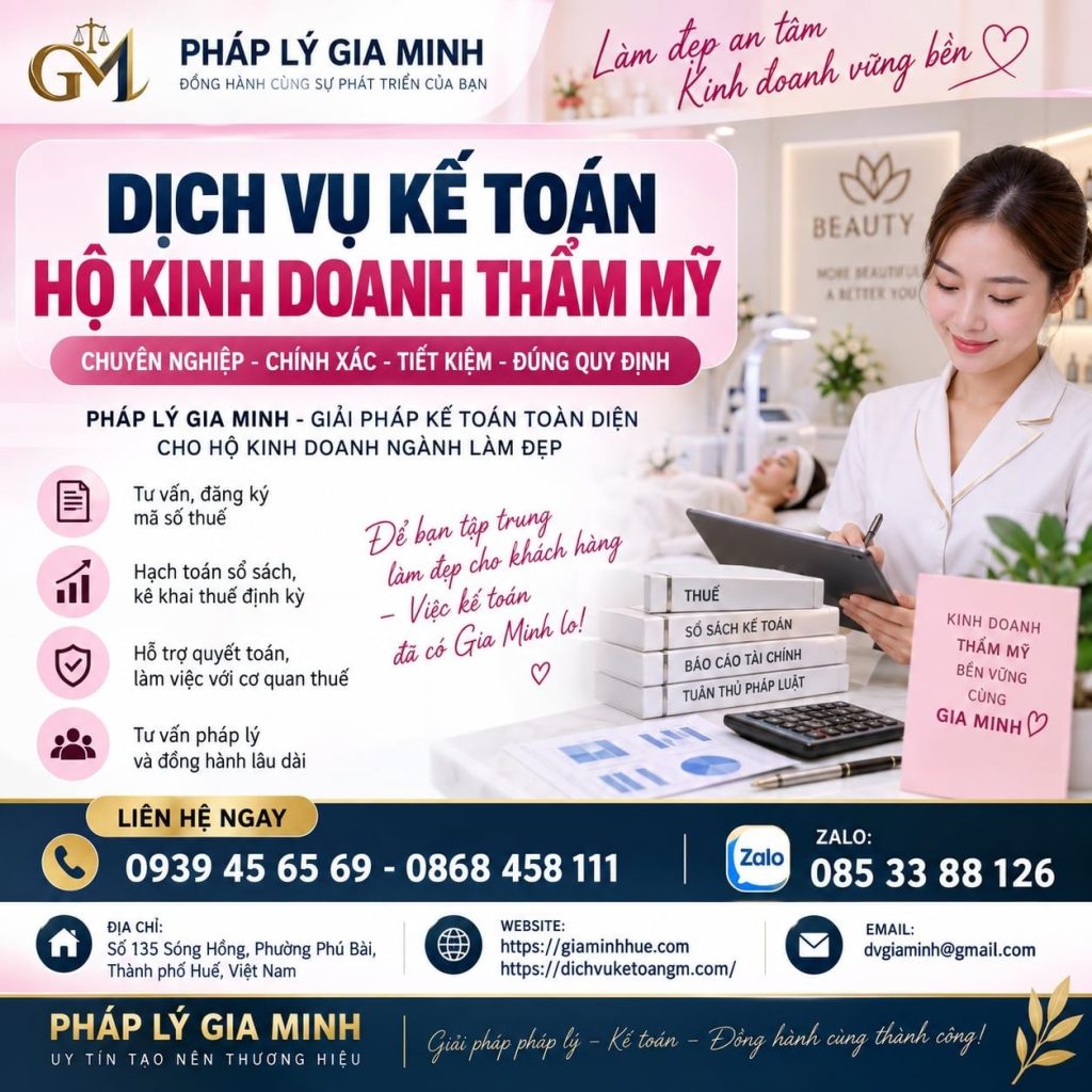 Dịch vụ kế toán hộ kinh doanh thẩm mỹ – Quản lý thuế, doanh thu và chi phí hiệu quả 1 Dịch vụ kế toán hộ kinh doanh thẩm mỹ