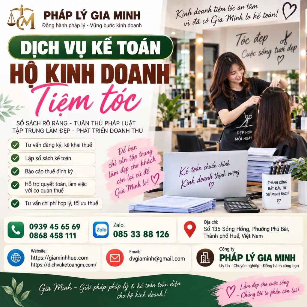 Dịch vụ kế toán hộ kinh doanh tiệm tóc chuyên nghiệp, đúng quy định 1 Dịch vụ kế toán hộ kinh doanh tiệm tóc