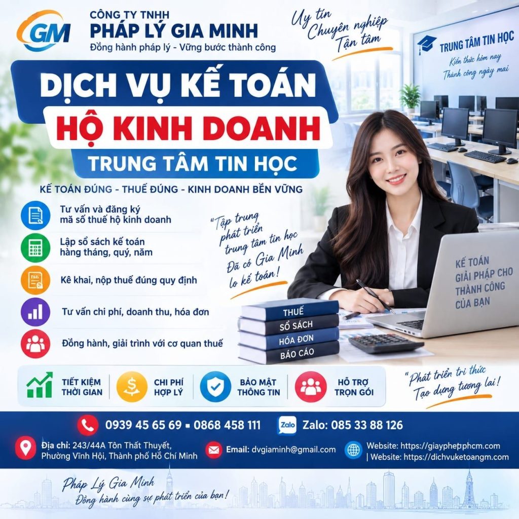 Dịch vụ kế toán hộ kinh doanh trung tâm tin học chuyên nghiệp, đúng quy định 1 Dịch vụ kế toán hộ kinh doanh trung tâm tin học