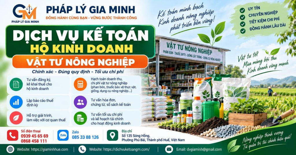 Dịch vụ kế toán hộ kinh doanh vật tư nông nghiệp chuyên nghiệp, đúng quy định 1 Dịch vụ kế toán hộ kinh doanh vật tư nông nghiệp