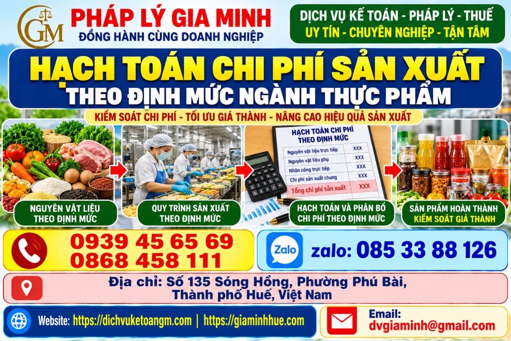 Hạch toán chi phí sản xuất theo định mức ngành thực phẩm