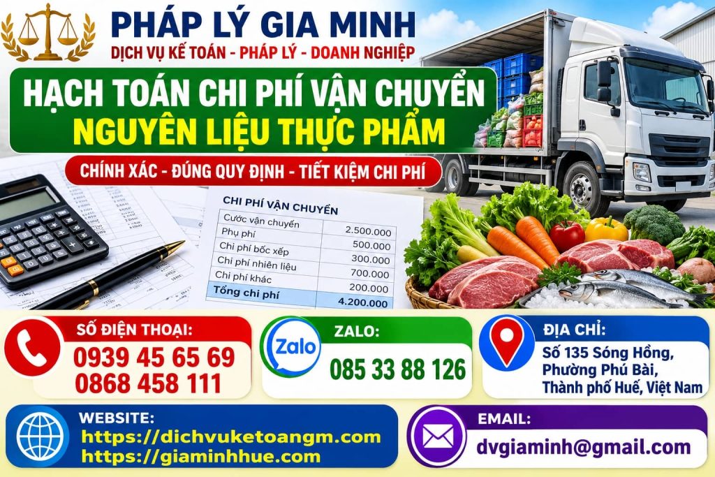 Hạch toán chi phí vận chuyển nguyên liệu thực phẩm