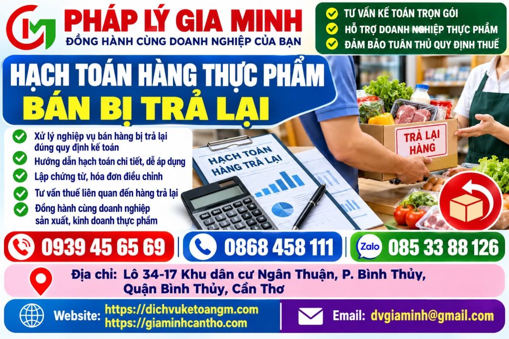 Hạch toán hàng thực phẩm bán bị trả lại