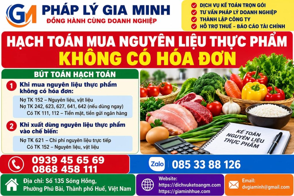 Hạch toán mua nguyên liệu thực phẩm không có hóa đơn – Kiểm soát chứng từ đầu vào trước khi ghi nhận chi phí 1 Hạch toán mua nguyên liệu thực phẩm không có hóa đơn