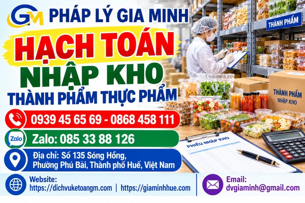 Hạch toán nhập kho thành phẩm thực phẩm