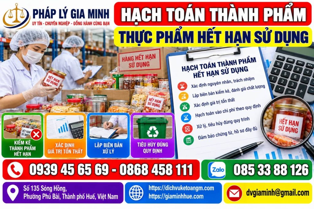 Hạch toán thành phẩm thực phẩm hết hạn sử dụng
