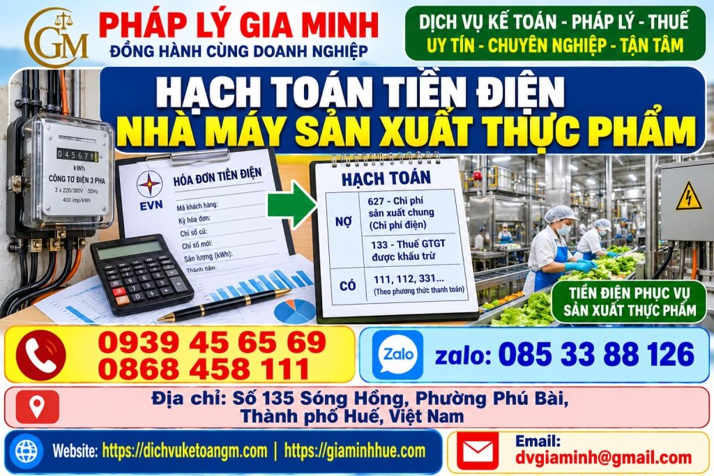 Hạch toán tiền điện nhà máy sản xuất thực phẩm