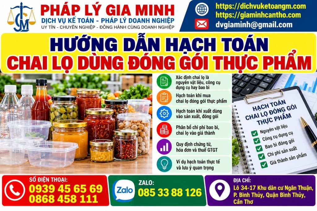Hướng dẫn hạch toán chai lọ dùng đóng gói thực phẩm