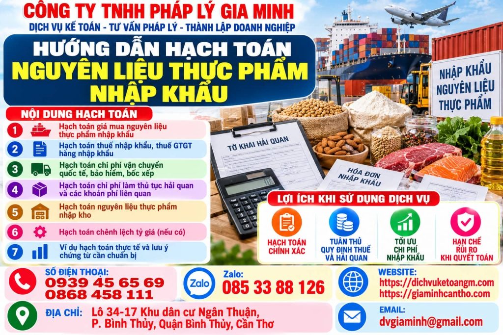 Hướng dẫn hạch toán nguyên liệu thực phẩm nhập khẩu – Gom đủ giá mua, thuế và chi phí đưa hàng về kho 1 Hướng dẫn hạch toán nguyên liệu thực phẩm nhập khẩu