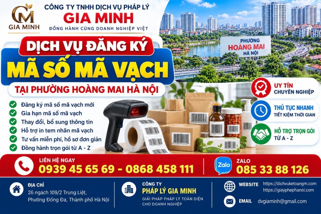 Dịch vụ đăng ký mã số mã vạch tại phường Hoàng Mai Hà Nội