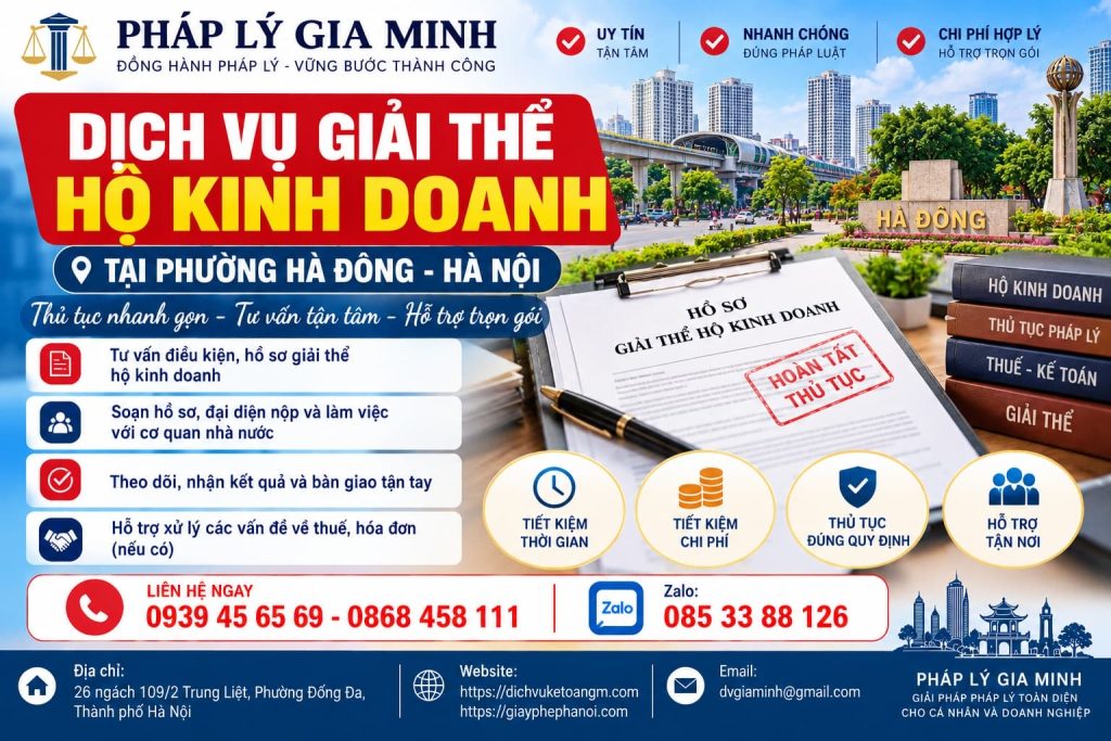 Dịch vụ giải thể hộ kinh doanh tại phường Hà Đông Hà Nội
