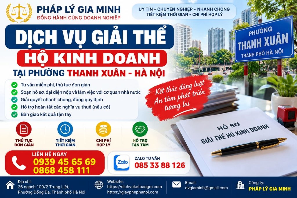 Dịch vụ giải thể hộ kinh doanh tại phường Thanh Xuân Hà Nội